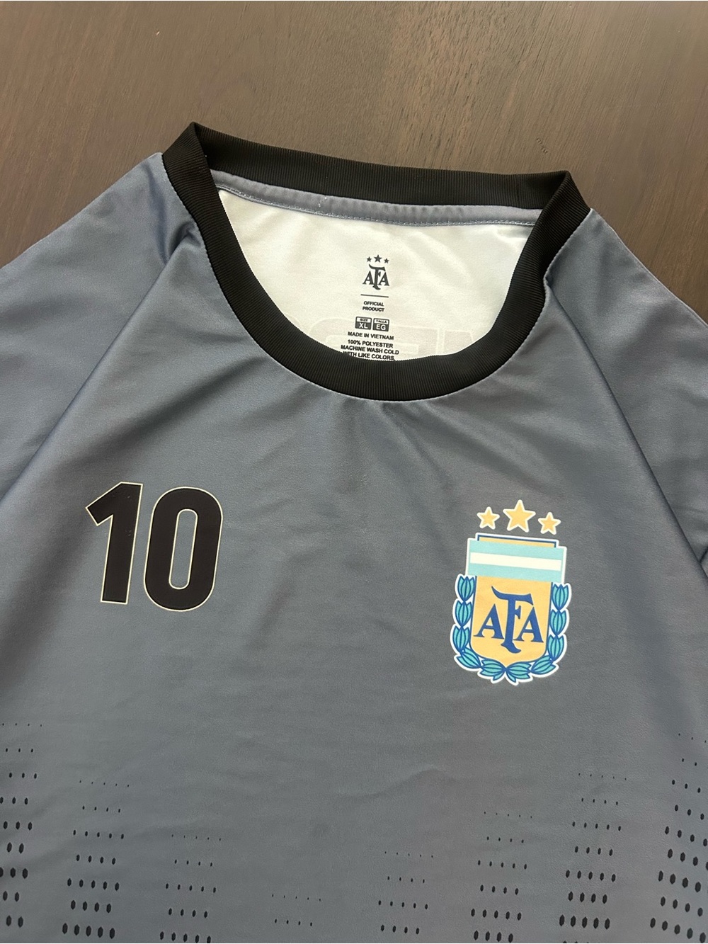Lionel Messi 10 Argentina AFA Soccer Jersey Grey Black Fade Shirt Men's Size‎ XL